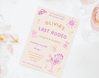 Last Rodeo Bachelorette Party Invitation Template, Cowgirls & Cocktails Bach Invite, Western Bachelorette, Printable Canva Template