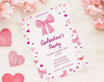 Galentine's Party Invitation 5x7 Inch: Editable Canva Template