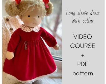 DIY waldorf doll dress, PDF pattern, step-by-step guide, beatiful clothes