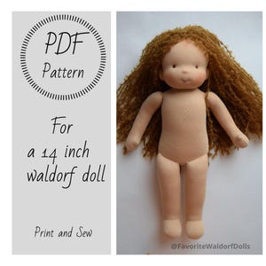 Modello per bambola Waldorf in PDF, tutorial per bambole fai da te, guida alla realizzazione di bambole di pezza. Download immediato.