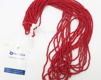 Red Opaque Glossy 11/0 Seed Beads 1 Hank 3900 to 4000 Beads Czech Glass Preciosa DIY Beading Supplies Beadweaving