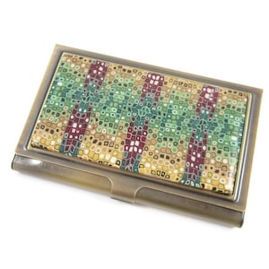 Pixilated Retro Cane Business Card Case Credit Card Holder Handmade Polymer Clay and Resin Lid Wallets and Money Clips Office Gift Unisex