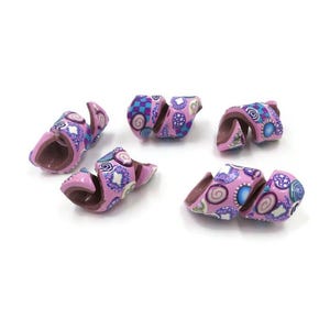 Pink Spiral Dreadlock Beads Dreadlock Jewelry Handmade Polymer Clay Hair Accessories Large Hole Bead 10 mm Opening Boho Hippie