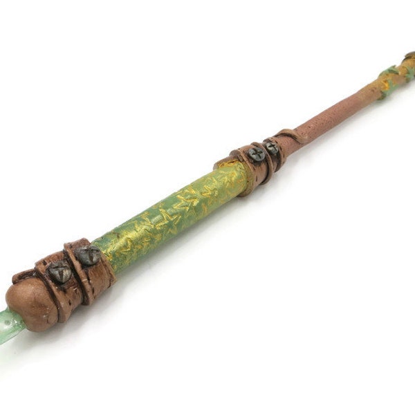 Steampunk Magic Wand Wizard Cosplay Witch Wand Wicca Magic Wand Gift for Her Gift for Him Unisex Polymer Clay Industrial Handmade