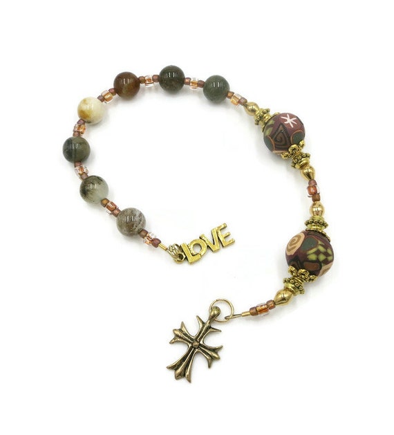 Ocean Jasper Anglican Mini Rosary Protestant Prayer Beads Chaplet