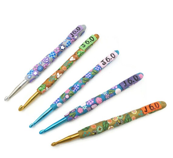 Size J 6.0 Mm Boye Crochet Hook Polymer Clay Handle Color Choices