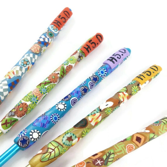 Size H Crochet Hook Boye 5.0 Mm Polymer Clay Handle Color Choices