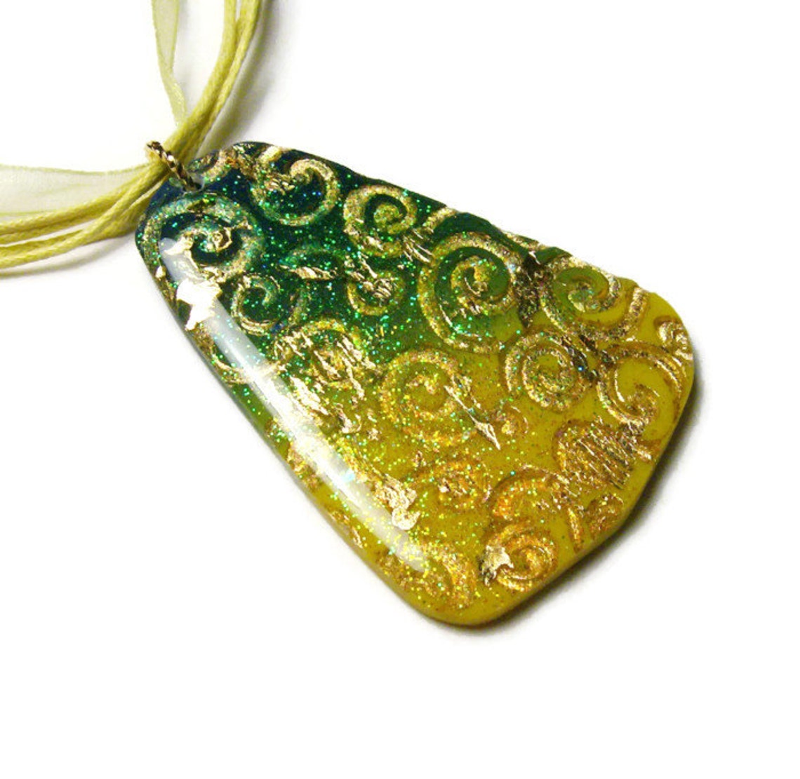Resin Pendant Necklace Embossed Polymer Clay Art Pendant Etsy