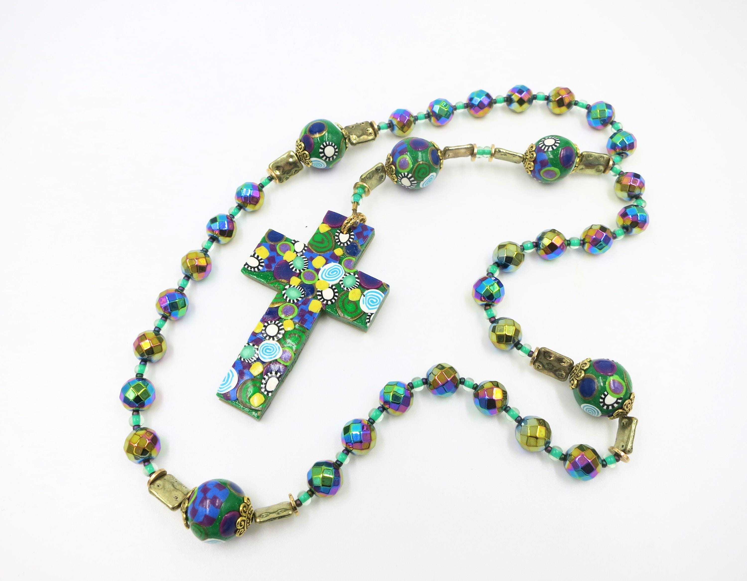 Anglican Rosary Prayer Beads Handmade Polymer Clay Cross Focal Beads - Etsy