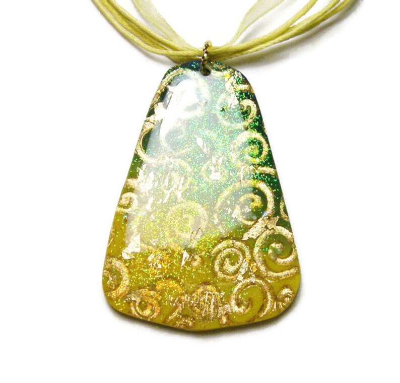 Resin Pendant Necklace Embossed Polymer Clay Art Pendant Etsy