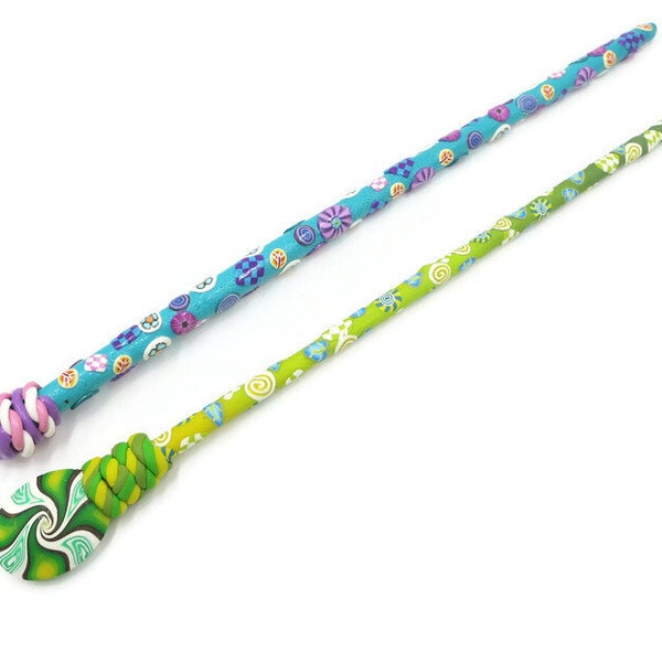 Polymer Clay Magic Wand Handmade Canework Cosplay Halloween Witch Wand Wicca Wizard Wand Magic Lover Gift Teens Adults