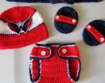 Crochet Baby Boy Washington Capitals Hockey Inspired Outfit Photo Prop Baby Boy Clothing