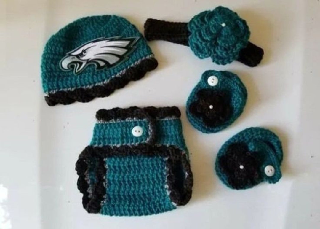 Crochet Baby Girl Philadelphia Eagles Football Inspired Outfit Photo