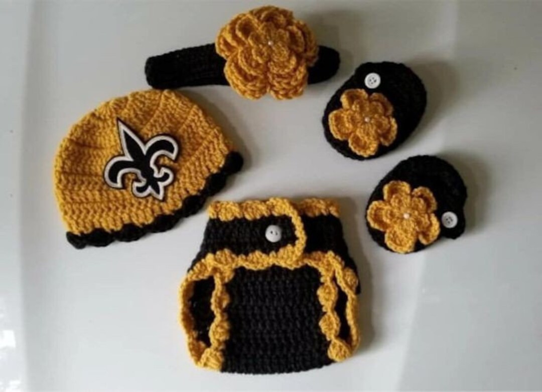 Crochet Baby Girl New Orleans Saints Football Inspired Outfit - Etsy