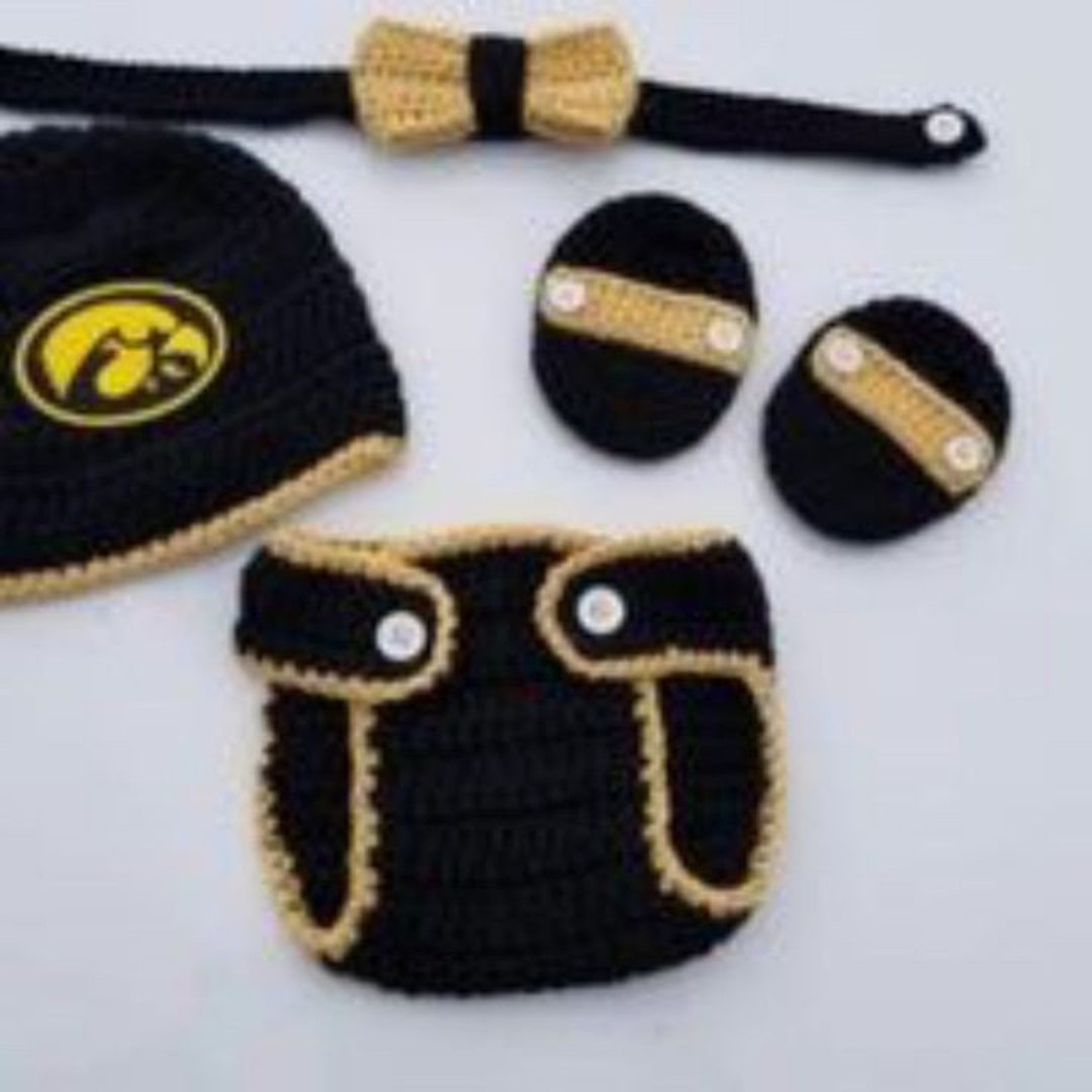 Crochet Baby Boy Iowa Hawkeyes Football Inspired Outfit Photo - Etsy