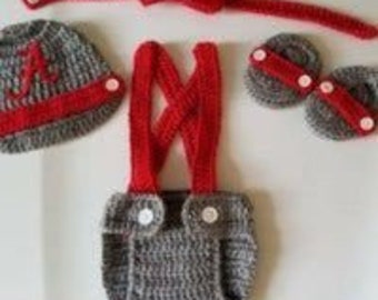 Crochet Baby Boy Alabama Crimson Tide Football Inspired Outfit Photo Prop Baby Boy Clothing