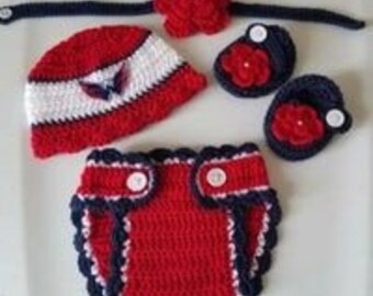 Crochet Baby Girl Washington Capitals Hockey Inspired Outfit Photo Prop Baby Girl Clothing