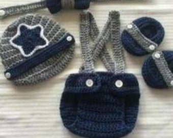 Crochet Baby Boy Dallas Cowboys Football Inspired Outfit Photo Prop Baby Boy Clothing