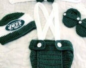 Crochet Baby Boy New York Jets Football Inspired Outfit Photo Prop Baby Boy Clothing