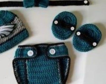 Crochet Baby Boy Philadelphia Eagles Football Inspired Outfit Photo Prop Baby Boy Clothing
