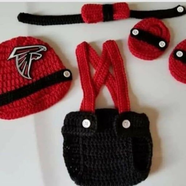 Crochet Baby Boy Atlanta Falcons Football Inspired Outfit Photo Prop Baby Shower Gift Baby Boy Outfit Baby Boy Clothing