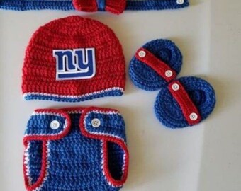 Crochet Baby Boy New York Giants Football Inspired Outfit Photo Prop Baby Boy Clothing