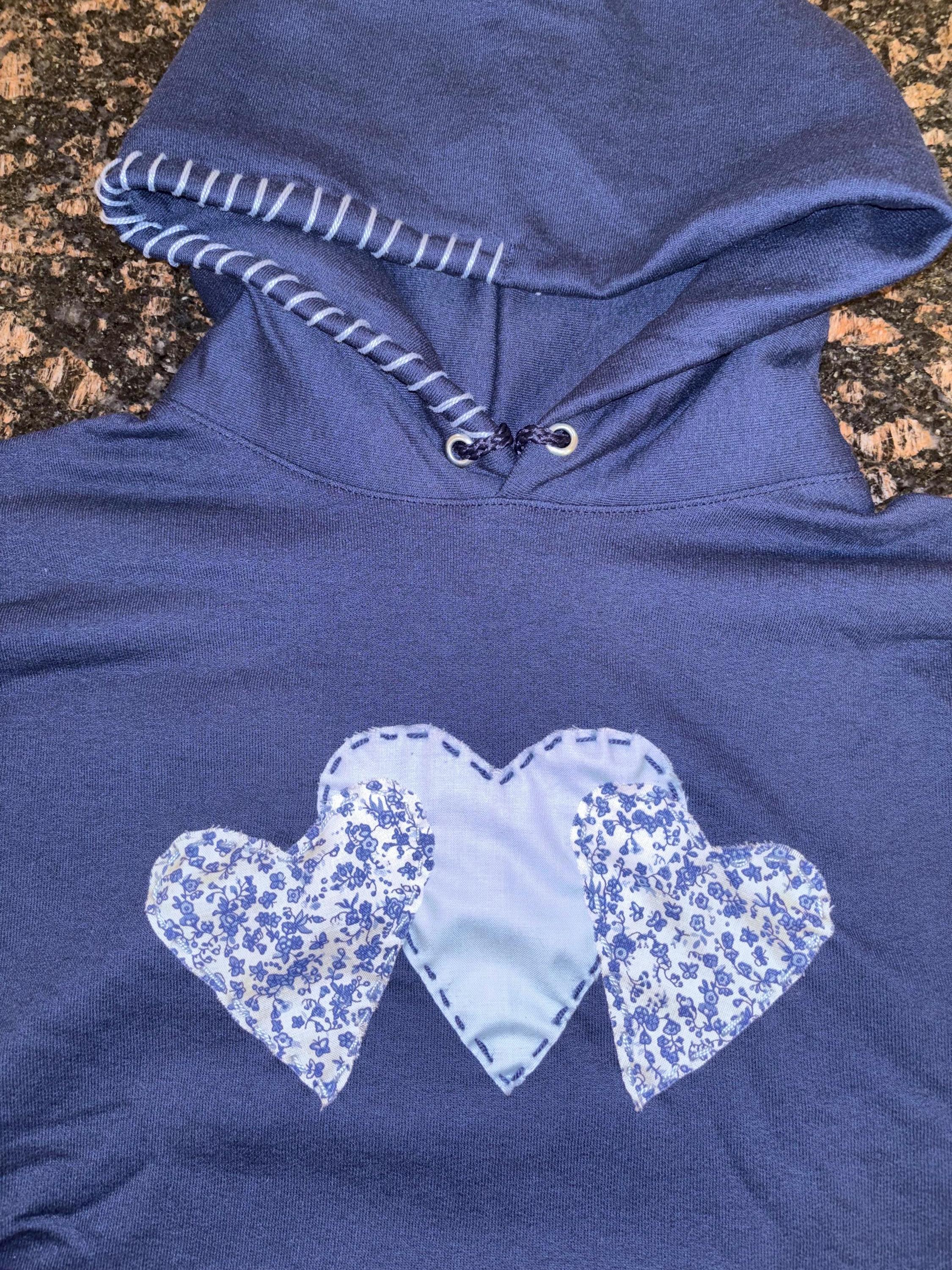 Blue Hoodie with Heart Embroidery main image 0