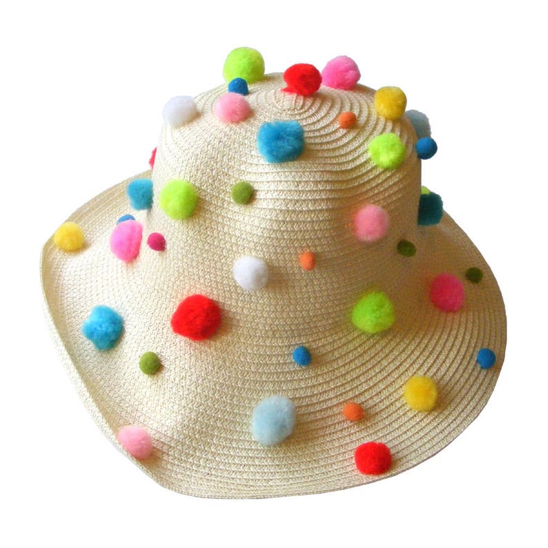Beach Accessories Multicolored Pom Pom Sun Hat