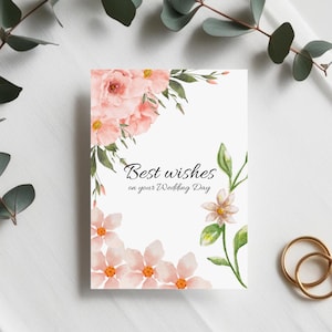 Tarjeta de boda con elegancia vintage: tarjeta de felicitación floral/regalo para el día de la boda/tarjeta de felicitación de felicitación para los novios