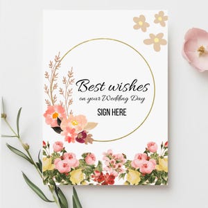 de mariage – carte de voeux vintage | cadeau pour le jour du mariage | Carte de voeux de félicitations | Fleurs et nature