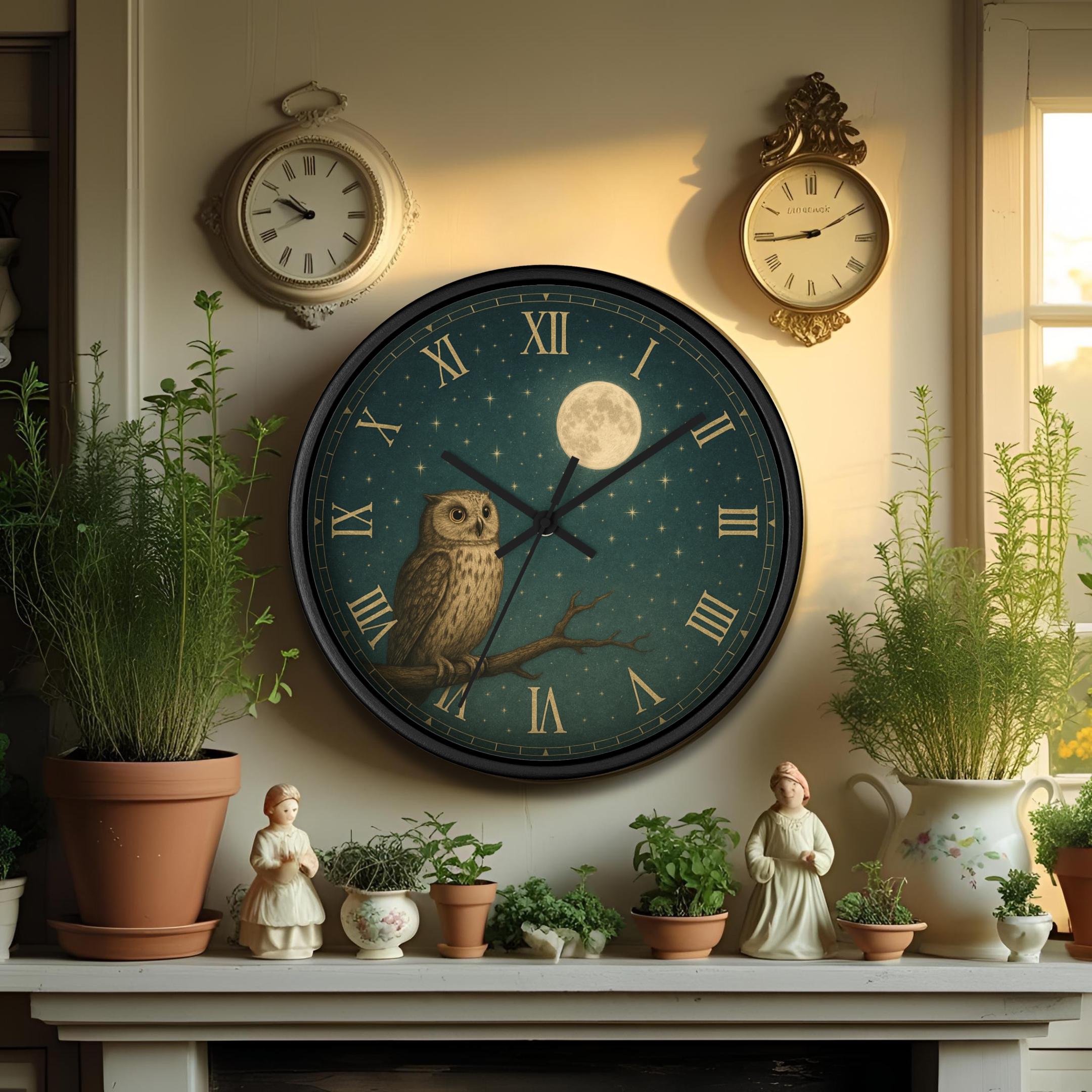 Reloj de pared vintage de búho: acogedora decoración otoñal, con