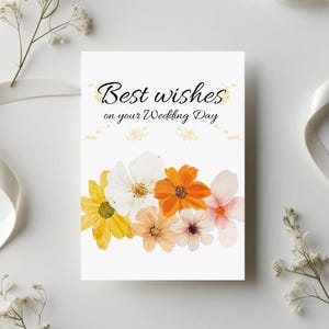 Elegance Wedding Card – Floral Greeting Card | gift for Wedding Day | Congratulations Greeting Card for the bride and groom