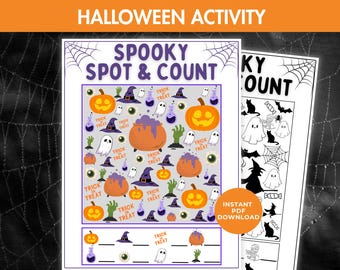 Halloween Spot and Count Activity Sheet: Printable Kids Game (PDF Download)