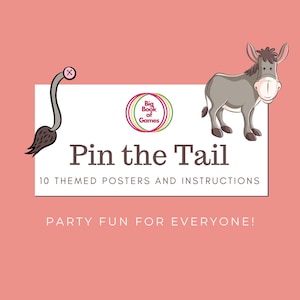 Pin the Tail Posters. 11 different themes. Ready to download, print and play.