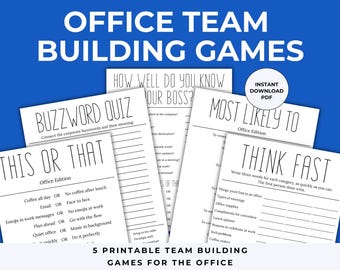 5 Office Team Building Games: This or That, Buzzword Quiz, Boss Trivia (Digital Download)