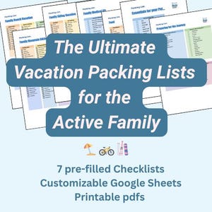 Editable Family Vacation Packing Checklist. Ideal for the Active Family