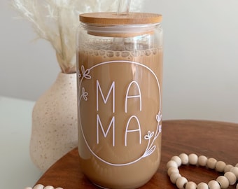 Mama Glass Tumbler | Mama Era Glass Tumbler Cup | Summer Gift | Libbey Iced Coffee Cup | 16 oz | Gifts for Her | Gifts for Mom