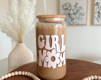 Girl Mom Glass Tumbler | In My Girl Mom Era Glass Tumbler Cup | Libbey Iced Coffee Cup | 16 oz | Gifts for Her