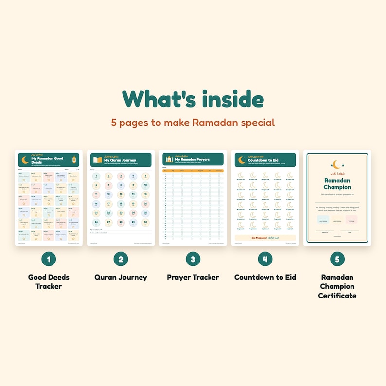 Ramadan Activities for Kids Printable, Good Deeds Tracker, Quran and