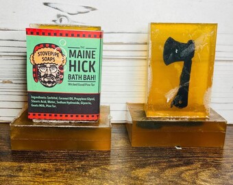 Jabón de alquitrán de pino Maine Hick: Jabón de exterior con aroma a madera y glicerina