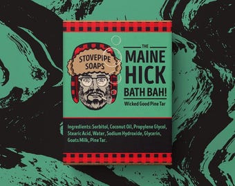 Jabón de alquitrán de pino: aroma a madera, textura rugosa, proceso en frío - Maine Hick