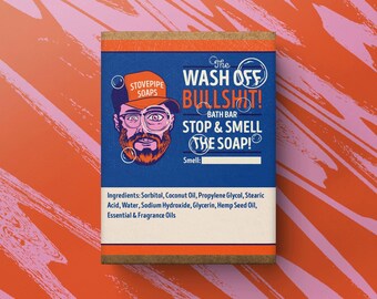 Jabón de menta - Jabón azul - Barra de baño Wash Off Bullshit - Refrescante y con un toque de hormigueo