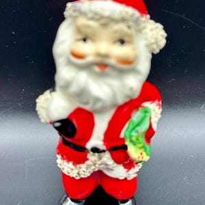 Vintage Porcelain Christmas Santa Claus Candle Holder Japan
