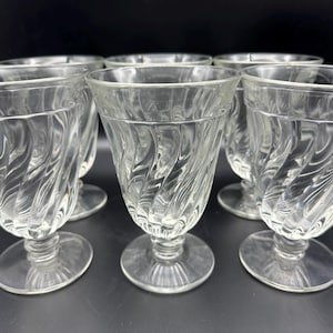Copas de té helado de cristal vintage de la colonia Fostoria, copas con remolino transparente