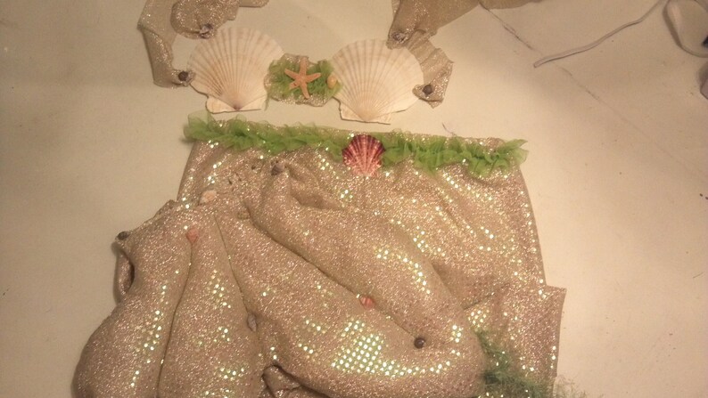 Teenage mermaid tail with shell top
