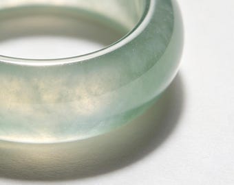 Naturalny zielony pierścionek z jadeitu, solidna, wygodna opaska z jadeitu, półprzezroczysty jadeit, minimalistyczny pierścionek na co dzień, wyjątkowy prezent (różne rozmiary)