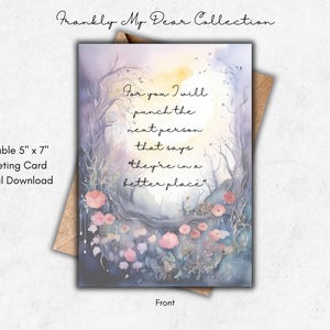 Tarjeta de condolencias imprimible, descarga digital, declaración contundente e impresión floral, impresión desde casa, tarjeta de 5" x 7", archivo JPEG y PDF descargable