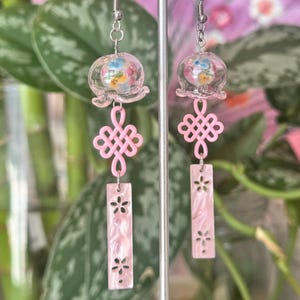 furin wind chime japanese earring cherry blossom pink
