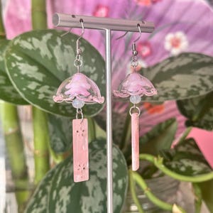furin wind chime japanese earring cherry blossom pink