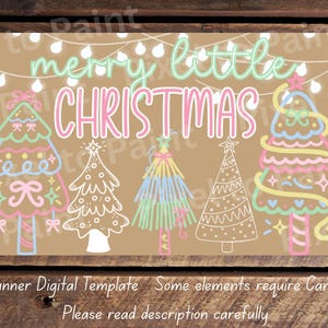 Merry Little Christmas Banner Template | Christmas Banner Template | Holiday Banner Template | 36 x 60 Banner Template | Digital Download